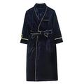 Mens Dressing Gown Towelling Bathrobe Velvet Night Gown Autumn Winter Long Sleeve Loungewear,Blue-L