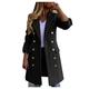 Women's Elegant Thin Long Coat Trench Jacket Warm Slim Long Overcoat Outwear Solid Color Long Sleeve Dressy All Match Classic Outerwear Ladies Xmas Gifts Blouse Top Black