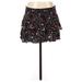 H&M Casual A-Line Skirt Mini: Black Floral Bottoms - Women's Size 2