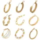 Boucles d'oreilles créoles punk pour femmes bijoux en acier inoxydable perle JORound