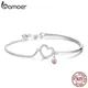 BAMOER-Bracelets en argent regardé 100% pour femme 925 argent regardé coeur rose CZ JOLink bijoux