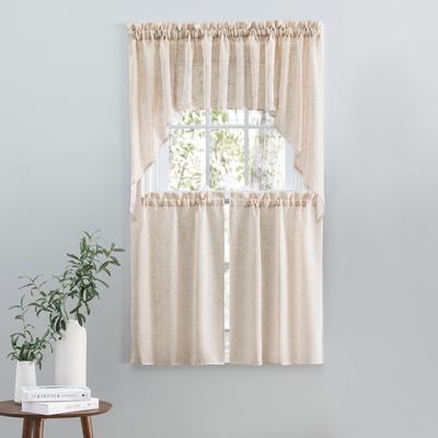 Shannon Premium Linen Rod Pocket W Header Kitchen Curtains - Tier, Swag or Tailored Valance (Sold Separately)