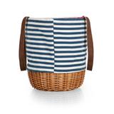 Picnic Time Coronado Canvas Willow Basket Tote, (Navy Blue & White Stripe) - 14.17 x 11.42 x 13.4