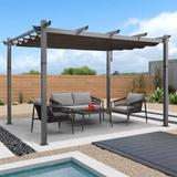 Purple Leaf 12 Ft. W X 10 Ft. D Aluminium Pergola w/ Canopy Aluminum/Metal in Gray | 96.5 H x 144 W x 120 D in | Wayfair WF06WPG1012-GY