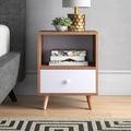 George Oliver Arcola 1 Drawer Nightstand Wood in White/Brown | 21 H x 16 W x 12 D in | Wayfair 8BB2676FCDD246399B1FC5FC55ED9CBC