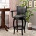Union Rustic Buhler Swivel 29" Bar Stool Wood/Upholstered/Leather in Black | 46 H x 25.38 W x 24 D in | Wayfair 5A838454DD514149A16979051A4C2A1D