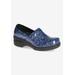 Extra Wide Width Women's Lead Flats by Easy Street in Navy Paisley Patent (Size 12 WW)