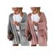 Boni caro 2 Pack of Cardigans for Women Lightweight Long Sleeve Open Front Cardigan – Top Fashion Warm Long Sleeve Knitted Chunky Outerwear Sweater Tops Wool Coat Free Size 8-18 UK (Pink/Grey)