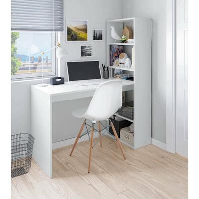 Dmora - Schreibtisch Denton, Wendeschreibtisch mit Bücherregal mit 5 Böden, Studier- oder Bürotisch
