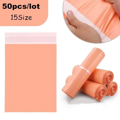 Sacs d'expédition en plastique PE 50 pièces/paquet enveloppe imperméable de couleur rose sacs de