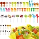 Fourchette à fruits en plastique de qualité alimentaire Mini dessin animé enfants gâteau cure-dents