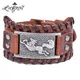 LIKGREAT – Bracelet Viking en cuir véritable renard Heraldry nordique noir marron large tresse