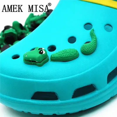 Ensemble de décorations de chaussures nouveauté mignon PVC Animal 3D Crocodile jardin chaussures