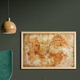 East Urban Home Ambesonne Island Map Wall Art w/ Frame, Distressed Grunge World Map Wind Rose Compass Pattern Treasure Map Picture | Wayfair