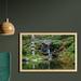 East Urban Home Ambesonne Japanese Wall Art w/ Frame, Cascading Waterfall Pond Under Bridge Reflections Of Flowers In Water Pattern | Wayfair