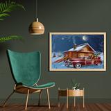 East Urban Home Ambesonne Christmas Wall Art w/ Frame, Wooden Lodge Classic American Truck & Tree Gifts Starry Sky Winter Snow | Wayfair