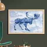 East Urban Home Ambesonne Moose Wall Art w/ Frame, Pattern Pine Needles Spruce Tree Antlers Deer Family Snow Winter Horns | Wayfair