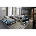 Gray/White/Brown Sectional - Omont Modern Leather Sectional w/ Console Faux Jubilee Modern/contemporary design | Wayfair