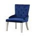 Rosdorf Park Glam & Vintage Style Side Chair/Dining Chair (1Pc), Blue Fabric & Antique Platinum Wood/Upholstered in Black/Brown | Wayfair