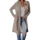 Aleumdr Womens Winter Plus Size Long Cardigan with Pockets Solid Printed Open Cable Ballon Sleeve Warm Knitted Coat Pullover Sweater Beige XX-Large