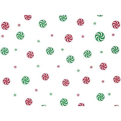 Pack Of 1, 30" X 100' 1.0 Mil Peppermint Red & Green Christmas Print Cello Rolls Made In Usa - Multicolor