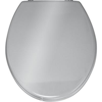 WENKO WC-Sitz Prima Silber glänzend, MDF, Silber glänzend, MDF silber , Edelstahl rostfrei silber