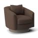 Barrel Chair - Bernhardt Camino 32" Wide Top Grain Leather Swivel Barrel Chair Wood/Leather/Genuine Leather in Black/Brown | Wayfair