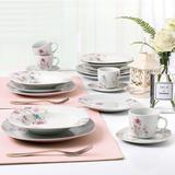Lorren Home Trends Fiona 57 Piece Bone Chine Dinnerware Set, Service for 8 Bone China/Ceramic in White | Wayfair Blossom-57
