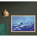 East Urban Home Kanagawa Wall Art w/ Frame, Big Tsunami In The Ocean Sky Japanese Nature Sea Waves Art | 35.43 H x 23.62 W x 1.26 D in | Wayfair