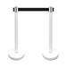 VIP Crowd Control 36" Retractable Belt Queue Safety Stanchion Barrier (2 Posts w/78" Blk Belt) in White | 36 H x 78 W x 12 D in | Wayfair 1000WHT