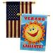 Breeze Decor Verano Caliente 2-Sided Polyester 40 H x 28 W House Flag in Blue/Orange | 40 H x 28 W in | Wayfair BD-SU-HP-106056-IP-BOAA-D-IM09-BD