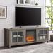 Charlton Home® Dake 70" Media Console for TVs up to 78" w/ Electric Fireplace Included Wood/Glass in Gray | 24 H in | Wayfair