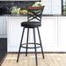 Gracie Oaks Clintwood Swivel Adjustable Height Bar Stool Upholstered/Leather/Metal/Faux leather in Black/Brown | 16.5 W x 19 D in | Wayfair