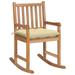 Red Barrel Studio® Rocking Chair Outdoor Patio Rocking Chair w/ Cushion Teak Wood/ in Brown | 41.73 H x 22.83 W x 36.42 D in | Wayfair