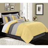 Latitude Run® Wyndmere 8-Piece Pleated Stripe Microfiber Comforter Set Polyester/Polyfill/Microfiber in Yellow | Wayfair
