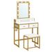 Mercer41 Cayl Vanity Set w/ Stool & Mirror Wood in Brown/White/Yellow, Size 57.3 H x 27.6 W x 15.7 D in | Wayfair D424D0BCBA8D4A8EB2EF9CD9D05E256C