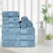 Hashtag Home Agridaki Turkish Cotton 9 Piece Solid Ultra-Plush Heavyweight Towel Set Terry Cloth/Turkish Cotton in Blue | 28 W in | Wayfair