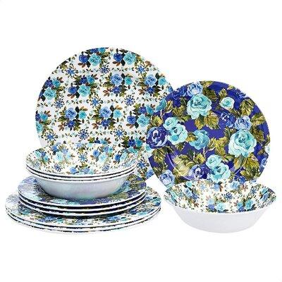 Melamine/Plastic 4 Piece Dinner & Side Plate Set for 2 Atlantic Blue 