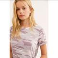 Free People Tops | Free People Lauren Moshi Camo T Shirt Top - M | Color: Gray/Purple | Size: M