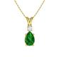 Diamondere Natural and Certified Pear Gemstone and Diamond Drop Petite Necklace in 9ct Solid Gold | Pendant with Chain (Emerald, 9ct White Gold)