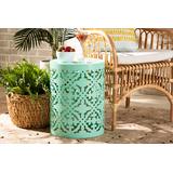 Baxton Studio Jamila Modern and Contemporary Aqua Finished metal Outdoor Side Table - Wholesale Interiors H01-104258-Aqua-Metal-Side-Table