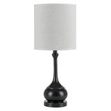 Elongated Bellied Shape Metal Accent Lamp with Drum Shade, Black - 24.5 H x 10 W x 10 L Inches