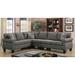 Linen-like Fabric and Wood Sectional in Dark Gray Finish