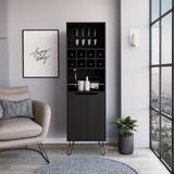 Sheffield H Bar Cabinet, 1 Cabinet With division, 8 little shelves, 2 Shelves to Glasses, elegant, steel legs - FM Furniture FM6474BLW