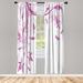 East Urban Home Microfiber Floral Semi-Sheer Rod Pocket Curtain Panels Microfiber in White/Indigo | 95 H in | Wayfair