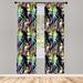 East Urban Home Microfiber Floral Semi-Sheer Rod Pocket Curtain Panels Microfiber in Black/Yellow | 63 H in | Wayfair