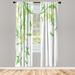 East Urban Home Microfiber Floral Semi-Sheer Rod Pocket Curtain Panels Microfiber in Green/White/Blue | 95 H in | Wayfair