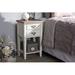 Canora Grey Bouvet Weathered Oak & White Wash Distressed Finish Wood Two Drawer Nightstand Wood in Brown/White | Wayfair