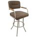 Winston Porter Swivel Extra Tall Bar Stool 34" - M-114 - Checkered - Beige Natural Upholstered/ in Black/Brown/Yellow | Wayfair