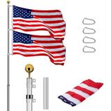 Arlmont & Co. Hoyleton Telescoping Flagpole Kit Aluminum in Gray | 70.5 H x 4.3 W x 4.3 D in | Wayfair C428C498FE044996B33FF79E1D3BCB2C